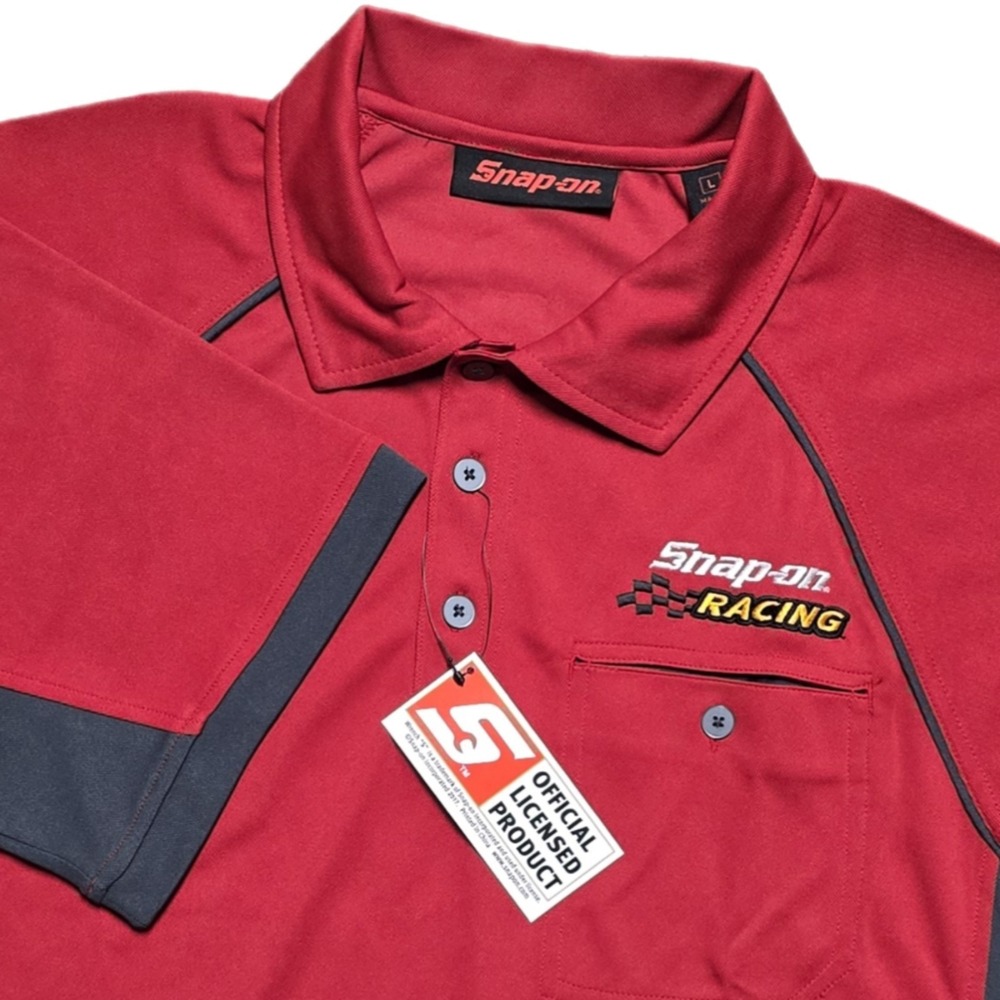 NEW Snap On Tools Racing Embroidered Polo Shirt Mens Large Mechanic Performance